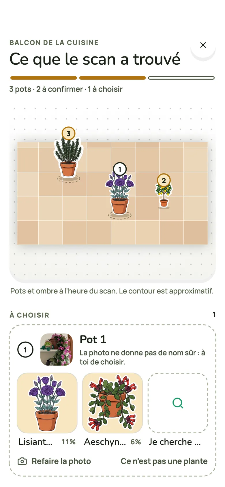 Écrans de l’appli LINFA